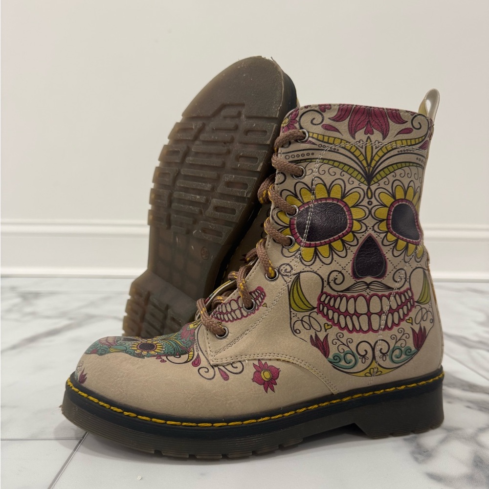 Goby Colorful Skull Pattern Boots